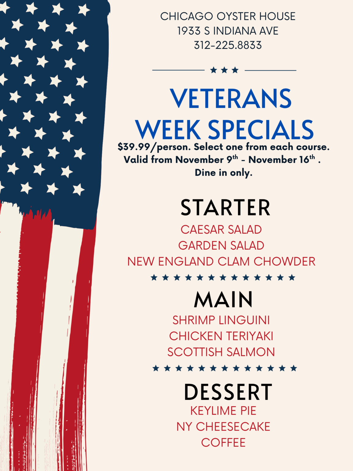 Navy Blue Red and Cream Minimalist Veterans Day Poster-2